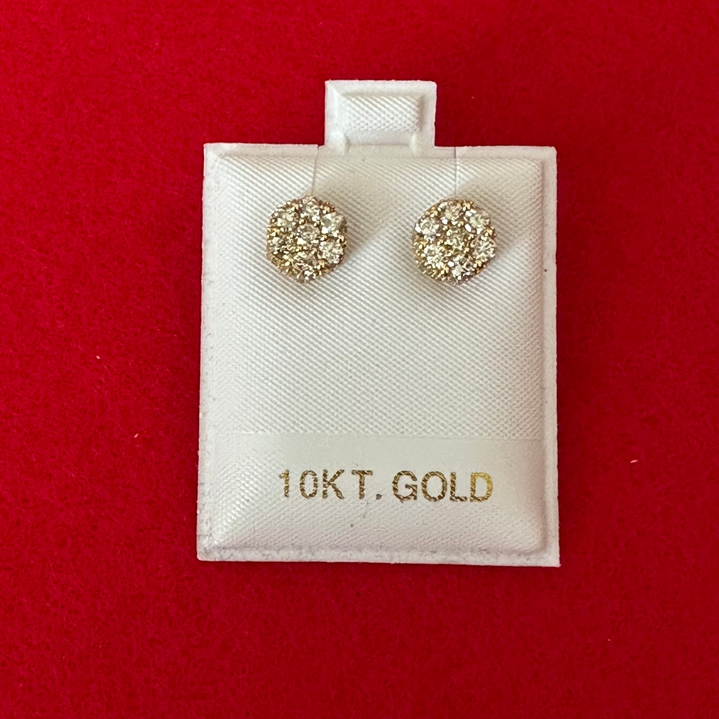 Large Flower Set Yellow Gold Diamond Earrings