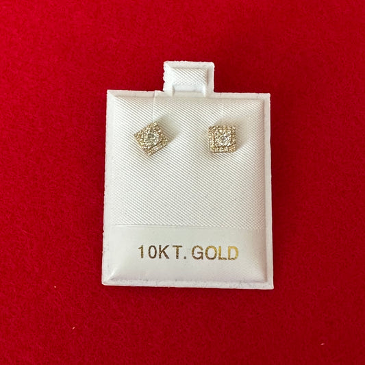 Square Yellow/White Gold Diamond Earrings