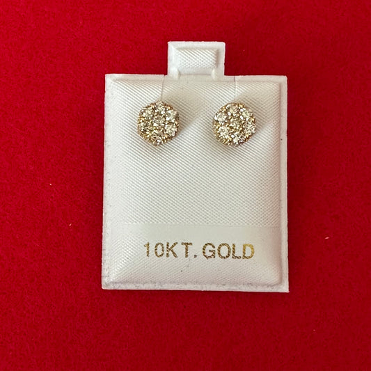 Large Flower Set Yellow Gold Diamond Earrings