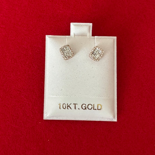 Square  Rose/White Gold Diamond Earrings